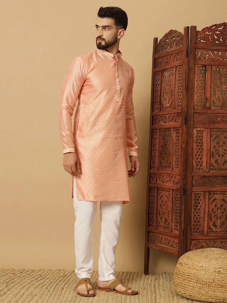 Men's Jacquard Solid Kurta Pyajama Set